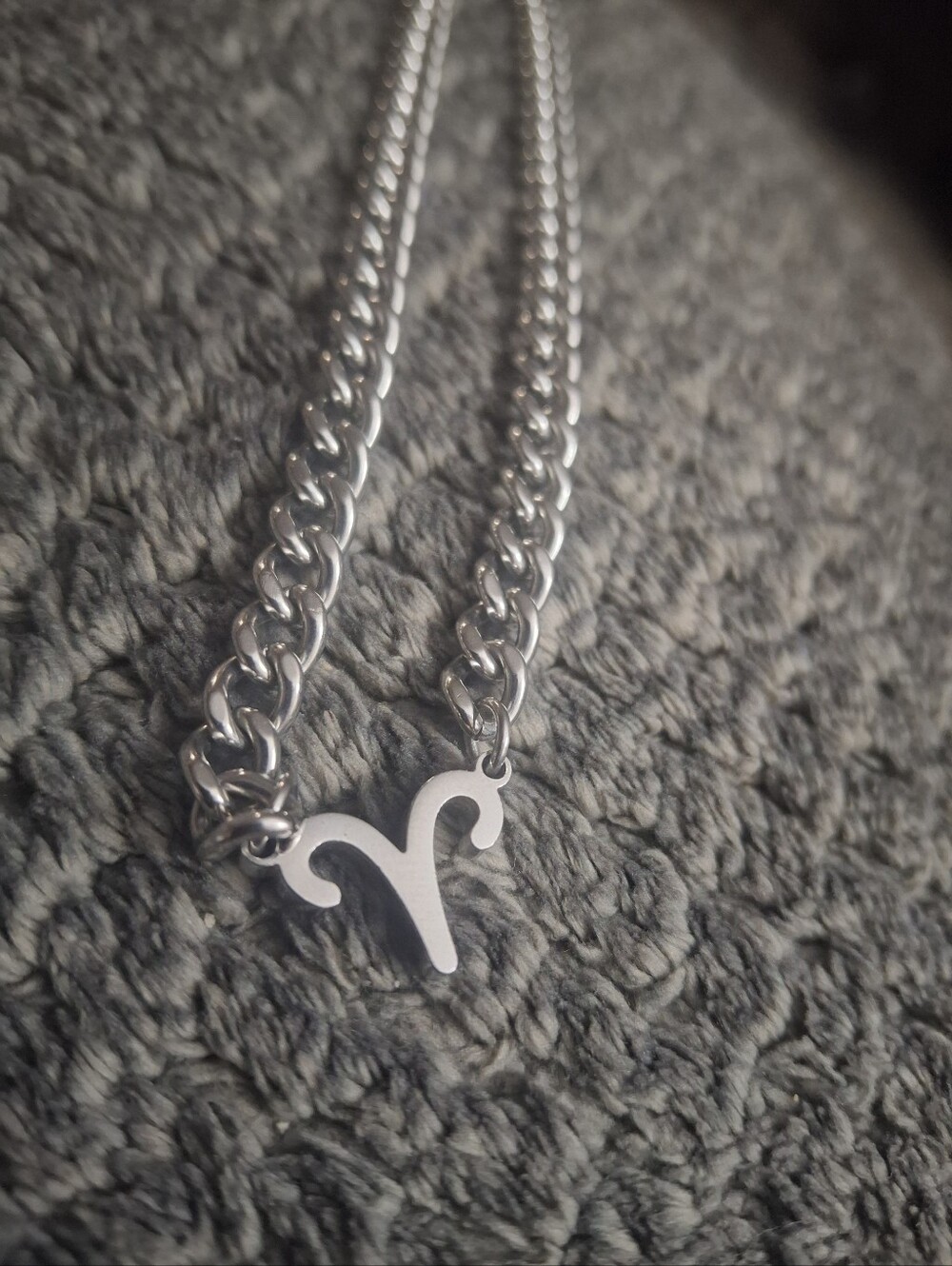 Silver Aries Symbol Chunky Chain Necklace